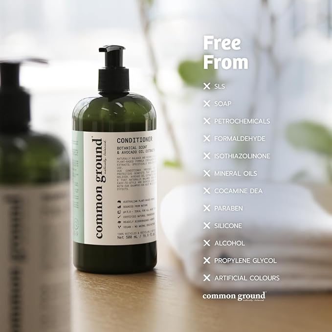 Common Ground Volumizing Natural Conditioner, Paraben and Cruelty Free, Vegan, Plant-Based, Botanical Magnolia Scent, Avocado Oil, pH5.5, Healthy Scalp, Shine, Color Safe for Men, Women