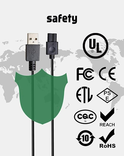uijino OLOV Electric Trimmer Charger for OLOV Trimmer YP-7032, UL Listed Charger for Electric Razor for Men, 3.3ft Power Cord, 1 Cleaning Brush