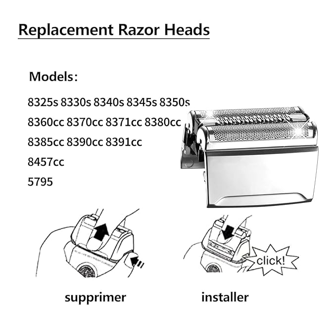 83M Series 8 Shaver Replacement Blade Compatible with Braun Series 8 Replacement Head&for Braun S8 Replacement Head,Foil&Cutter for Series 8 Wet&Dry Electric Razor Models 8370cc 8340s 8350s