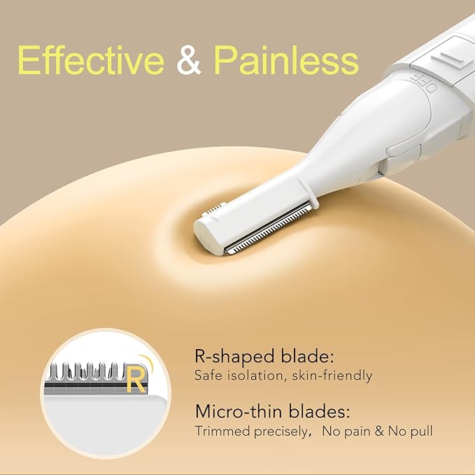 GAERUO Eyebrow Trimmer,Electric Eyebrow Razor for Women,Painless Facial Hair Remover for Face Lips Armpit Leg Body,Battery-Operate