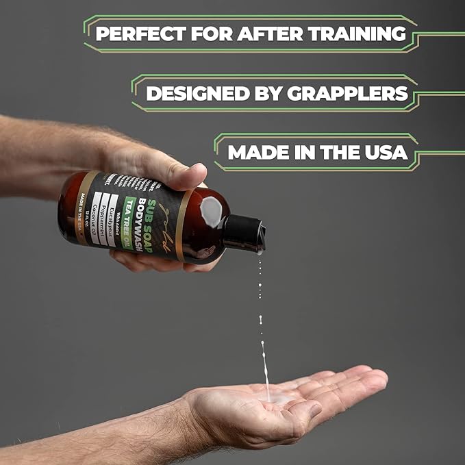 Gold BJJ Submission Soap Body Wash - Shower Gel Packed with Tea Tree Oil for Jiu Jitsu, Wrestling, MMA, and Boxing