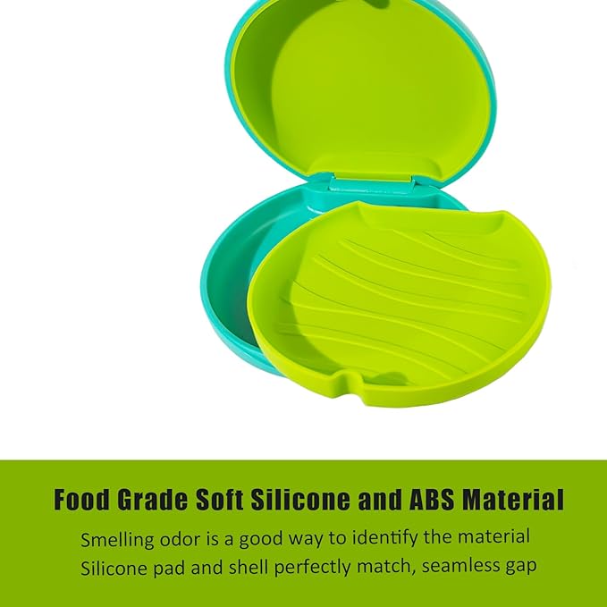 2PCS Retainer Case Compatible with Invisalign,Cute Slim Aligner Case,Customized Magnetic Closure Orthodontic Retainer Cases (2 Pack Cyan + Green Silicone)