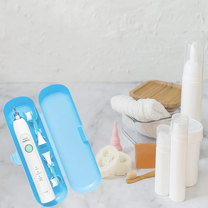 2 Pcs Electric Toothbrush Travel Case, Portable Travel Toothbrush Holder for Electric Toothbrush Set (Blue and Black)