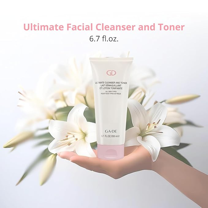 GA-DE Ultimate Facial Cleanser and Toner - All Skin Types - Face Wash and Makeup Remover - Formulated with Aloe Vera, French Rose, and Vitamin E - 6.7 oz