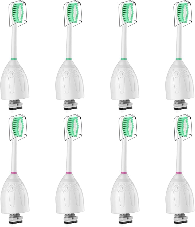 Replacement Toothbrush Heads for Philips Sonicare E-Series/Essence/Xtreme/Elite and Other Screw-on Electric Toothbrush Models, 8 Pack, Dupont Bristles with Protective Cover