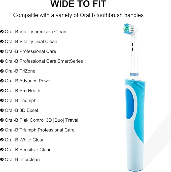 Replacement Toothbrush Heads Compatible with Oral B Braun, 16 Pcs Professional Electric Toothbrush Brush Heads Compatible with Oral B Replacement Heads Refill 7000/Pro 1000/9600/500/3000/8000