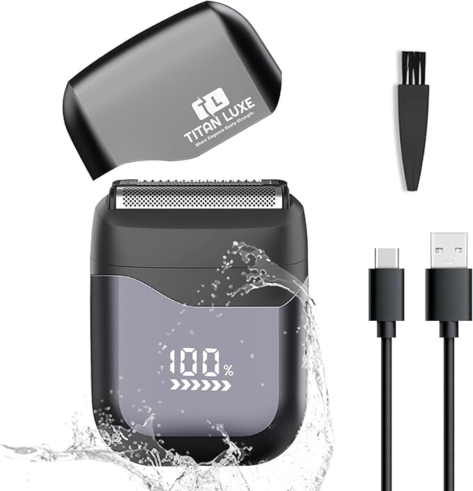 Electric Foil Shavers for Men, Mini Electric Foil Razor for Close Shaving Face with High Speed 3 Floating Blade Heads, Rechargeable IPX7 Waterproof Wet Dry Travel Locked Shaver/Led Display