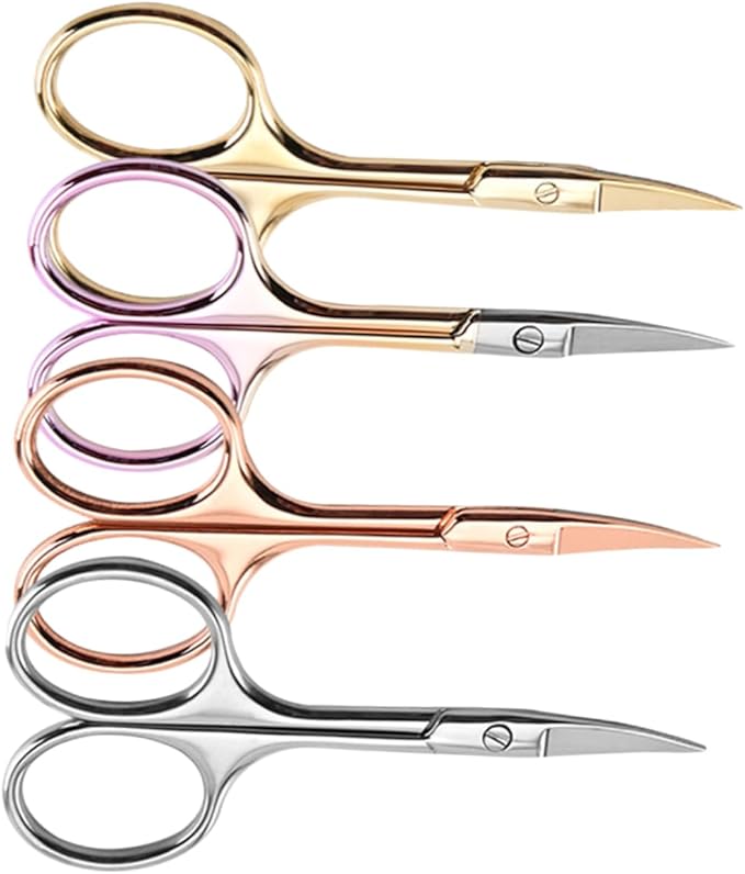 Angoily 12pcs Professional Beard Scissors Stainless Steel Mustache Trimmer for Barbers Painless Shears Random Color