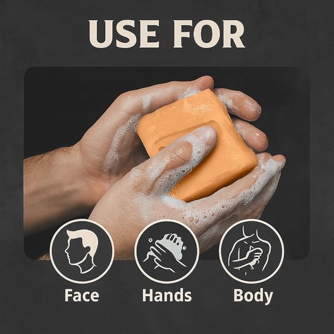 Natural Soap for Men, Soap Bar with Essential Oils, Cold Pressed Bar Soap for Men, Nourishing Mens Bar Soap (Citrus)