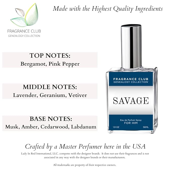 FRAGRANCE CLUB Savage Storm Eau de Parfum– Fresh Spicy Woody Cologne – Long Lasting Masculine- Luxury Inspired Fragrance 1.9 fl. oz.
