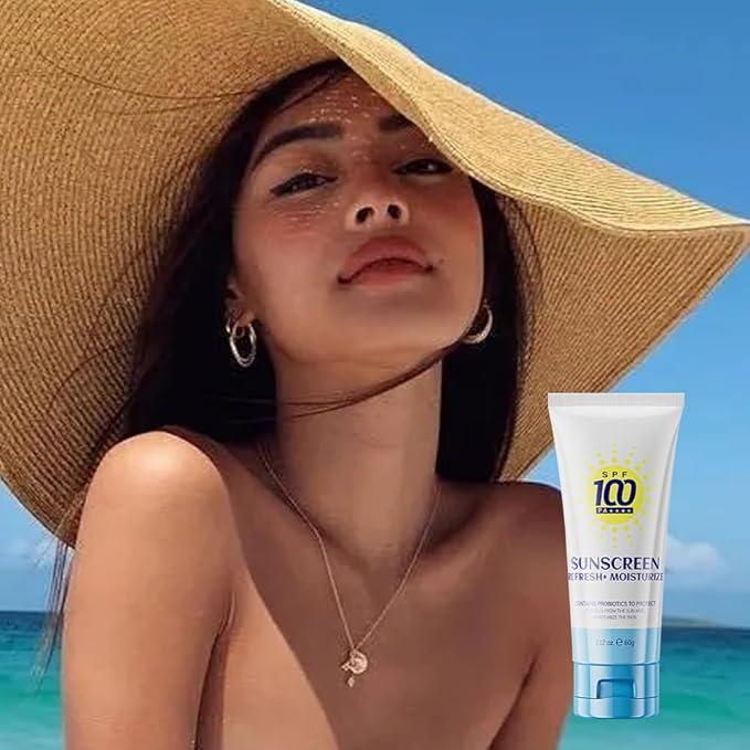 Vitamin C Sunscreen Lotions,2 Pcs Daily Moisturizer Sunscreen Cream for Face and Body,Women Men Waterproof Sweatproof Refreshing Non-greasy Sun Protection Cream,Facial Sunblock (blue)
