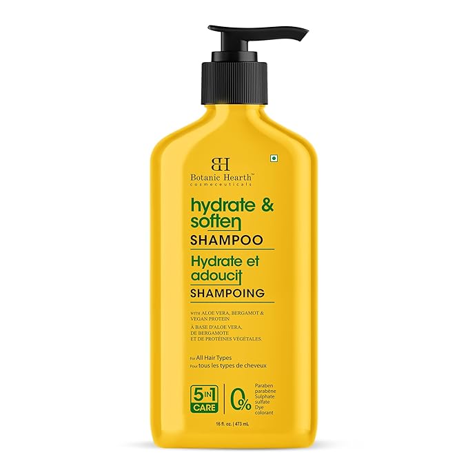 Botanic Hearth Aloe Vera Shampoo Infused With Bergamot & Vegan Protein | Clarifying Shampoo To Hydrate, Soften & Strengthen Hair | Paraben & Sulfate Free | For All Hair Types, 16 Fl Oz