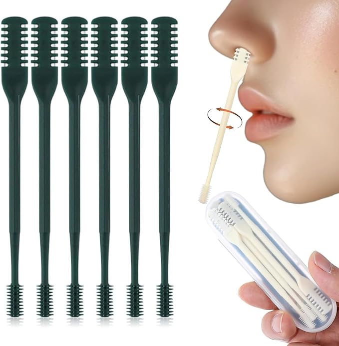 360° Nostril Hair Remover Tool,Portable Nose Hair Trimmer for Men Women,2-in-1 Nasal Hair Cutter,Upgrade Double Sided Nose Knife. (Dark Green, 6 Pcs)