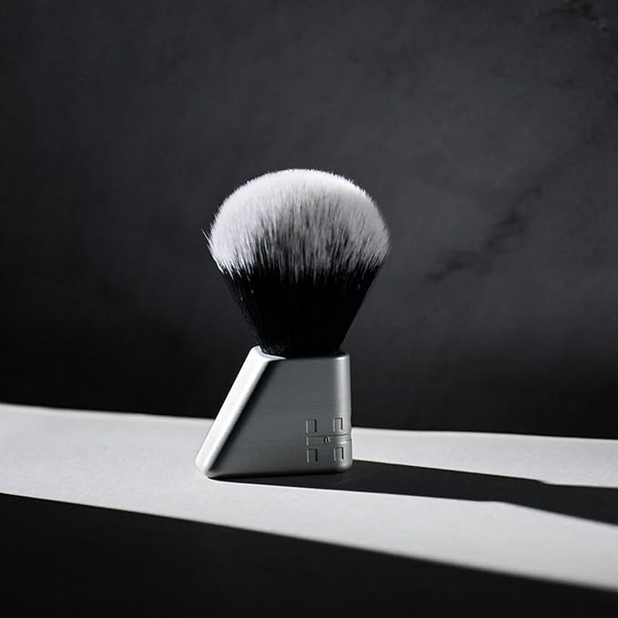 HYPE Vegan Shave Brush – Premium Synthetic Fibers, CNC Machined Aluminum Handle – Whips Up Luxurious Lather for a Smooth, Precise Shave - Silver