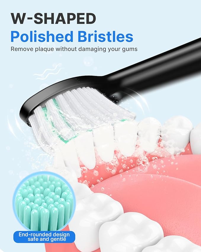 Operan Electric Toothbrush Rechargeable with 6 Brush Heads, Electric Toothbrush for Adults with 5 Modes and IPX7 Waterproof, 40,000 VPM Motor 6 Hours Fast Charge for 100 Days (Black, 1Pack)