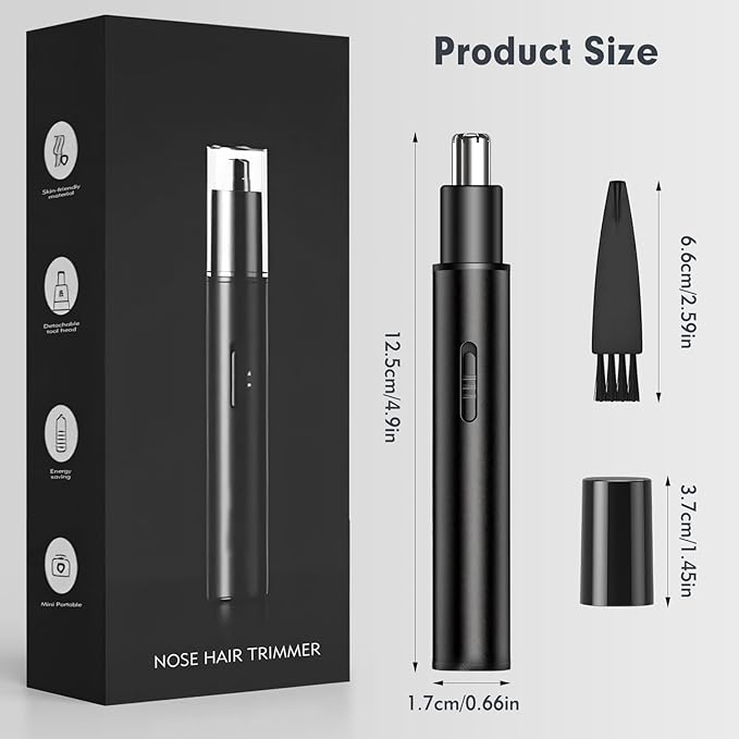 Nose Hair Trimmer for Men Women, Eyebrow and Facial Hair Trimmer, Double-Edged Blade, USB Rechargeable, Painless Trimming