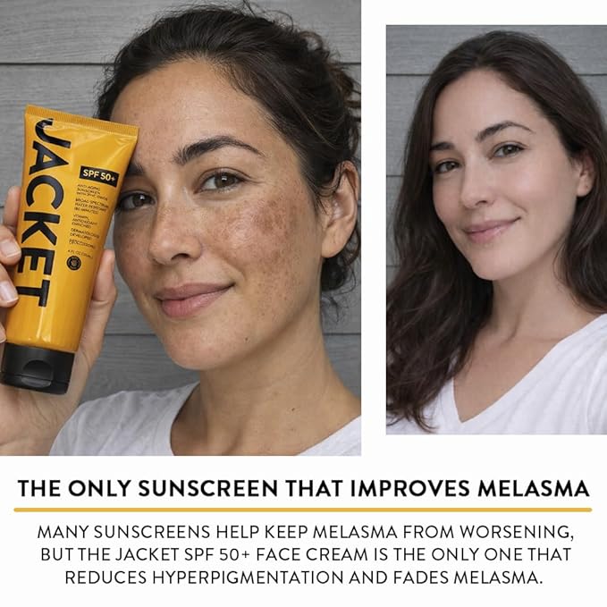 JACKET Sunscreen SPF 50+ | Mineral Sunscreen with Vitamin C | Water Resistant 80 Min, Natural, Reef Safe | UVA/UVB Broad Spectrum Protection for Face & Body, 4 FL Oz