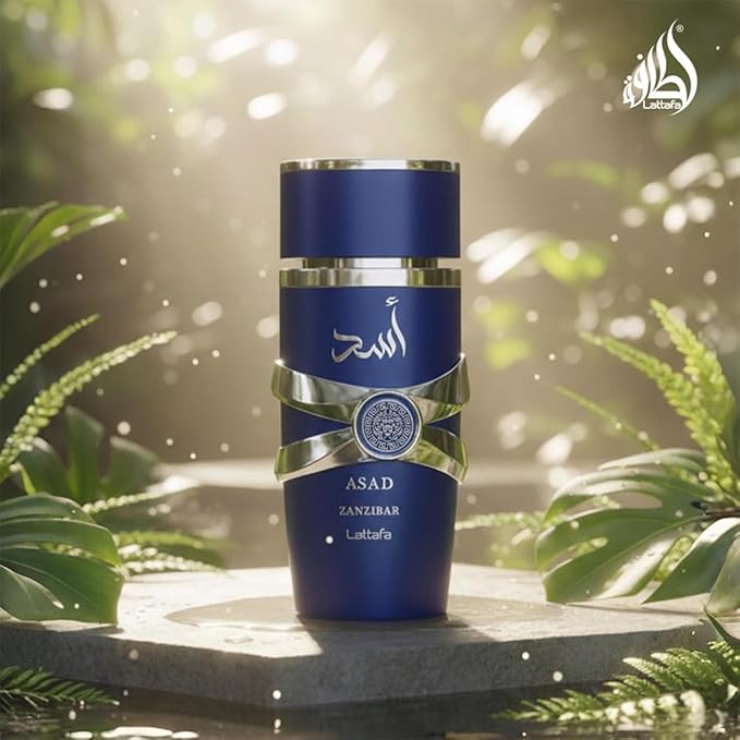 Lattafa Asad Zanzibar - Fresh, Spicy, Vanilla, Coconut - Eau de Parfum Long-Lasting Fragrance for Men, 3.40 Ounce / 100 ml