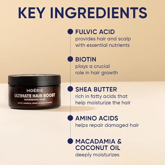 Moerie Hair Growth & Repair Mask - Restorative, Vegan-Friendly Treatment for Longer, Thicker, Fuller Hair - 100ml