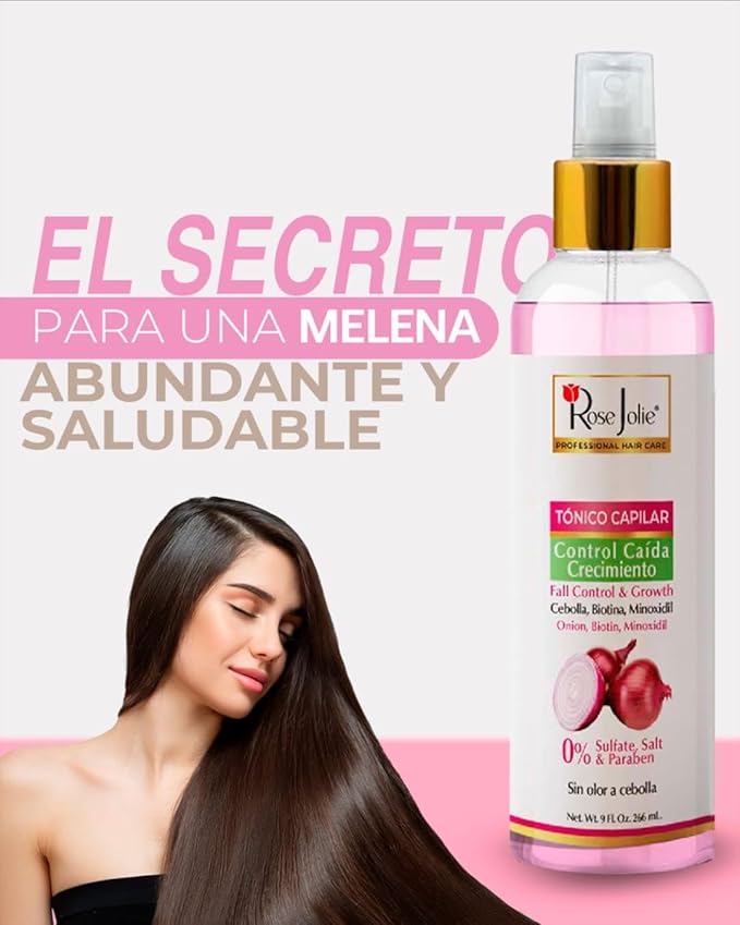Rose Jolie Onion & Biotin Hair Tonic Spray | Fall Control & Growth Support | Strengthens Roots & Revitalizes Scalp | Sulfate-Free Salt-Free Paraben-Free | No Onion Smell | 4.5 fl oz