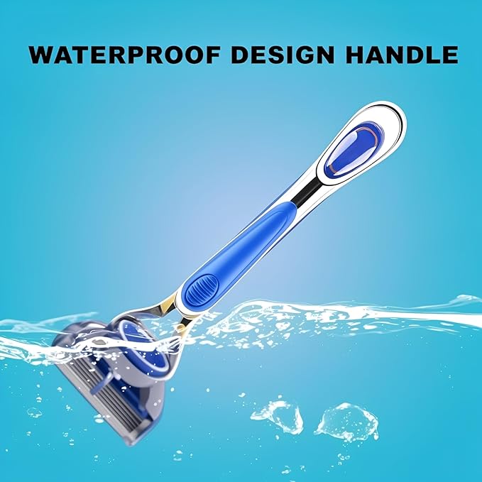 ONLY Compatible with Gillette Fusion 5 Handle,Ergonomic Metal Replacemen Handle Compatible with Gillette Fusion5 Razors for Men,Comfort and and Non-Slip,2Pack.(ONLY THE HANDLE)