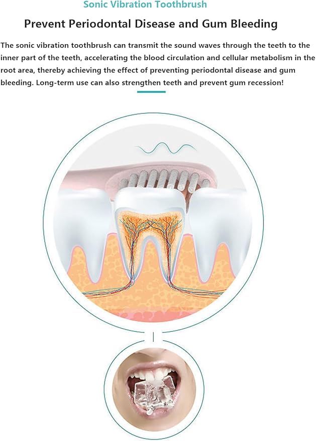 Electric Toothbrush Adult Fully Automatic Ultrasonic Toothbrush 6 Level Cleaning 42,000 VPM 2min Intelligent Timer with 4 Brush Heads Prevent Periodontal Disease and Gum Bleeding (Pink)