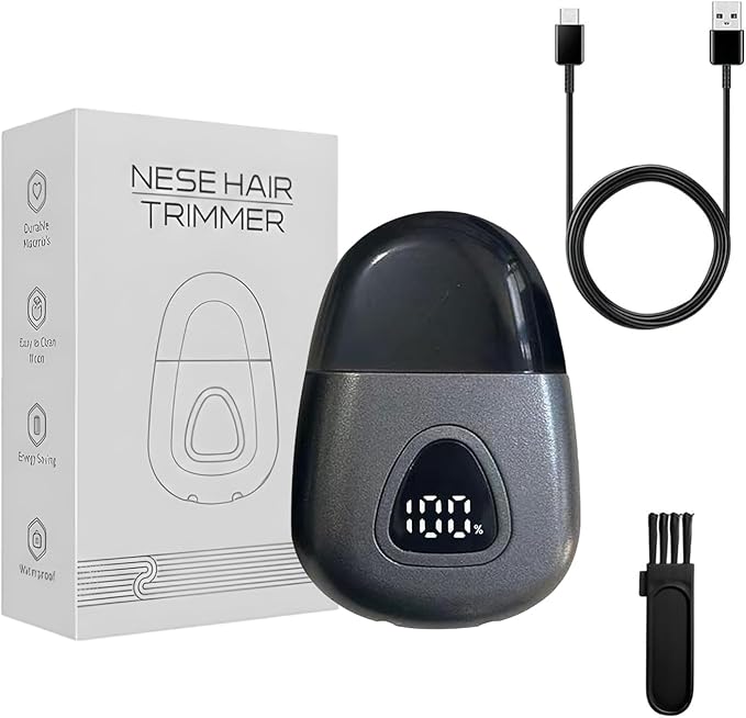 Nose Hair Trimmer for Men Women - Electric Nose Hair Clipper with Replaceable Stainless Steel Blade, Powerful Motor, Wet/Dry Use, Portable USB Rechargeable Design | Gray