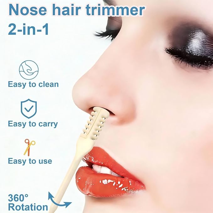 6PCS Ear and Nose Hair Trimmer, Double-Sided Nose Hair Cutter Trimmer Upgrade, Portable 360 Degree Rotating Manual Nasal Hair Scissors for Women and Men, 2-in-1 Recortadora De Pelo De Nariz