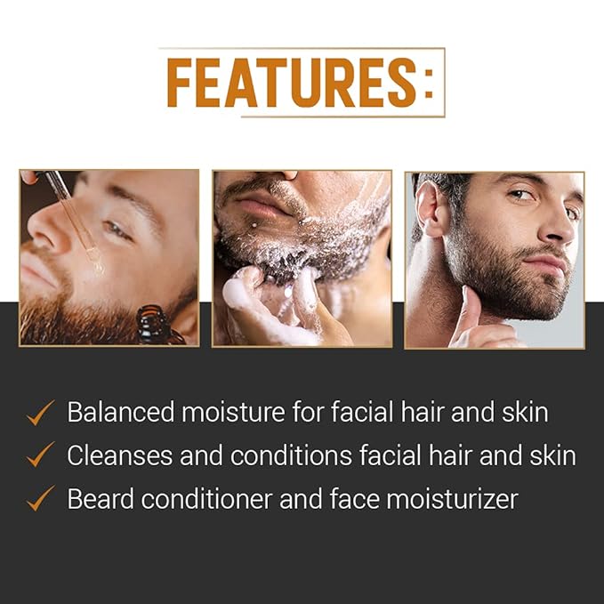 Woody's Beard Stuff 3 Piece Kit, Beard & Tattoo Oil, Wash, 2 in 1 Facial Hair Conditioner, Cleanse, Moisturize, and Style