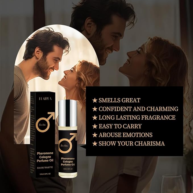 Pheromones Perfumes for Men - Long Lasting Attract - Enhance Charm Confidence - Personal Roll-on Perfume, Portable Perfume Male