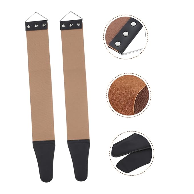 2pcs Double-sided Leather Razor Strop Durable Sharpening Strap Tool for Barber Shop and Home Use Straight Razors and Scissors Buckle Reliable Craftsmanship