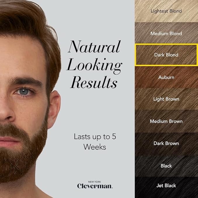 Reusable Hair & Beard Dye for Men – Dark Blond | Up to 5 Uses, 7 Minutes | Natural Gray Coverage, No-Drip Cream with SkinArmour® – Cleverman