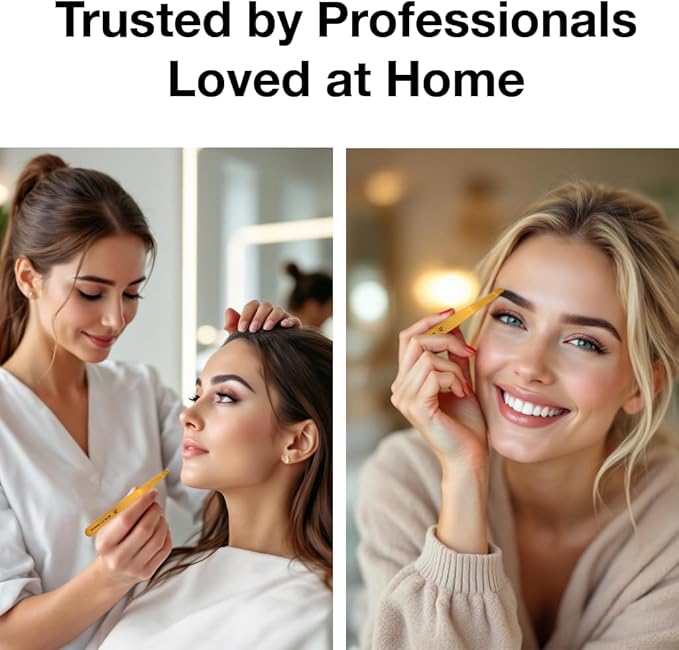 Professional Precision Slant Tweezers for Women Facial Hair - Tweezers for Men & Women, Eyebrow Tweezer for Ingrown Hair Blackhead & Splinter Removal - Gold