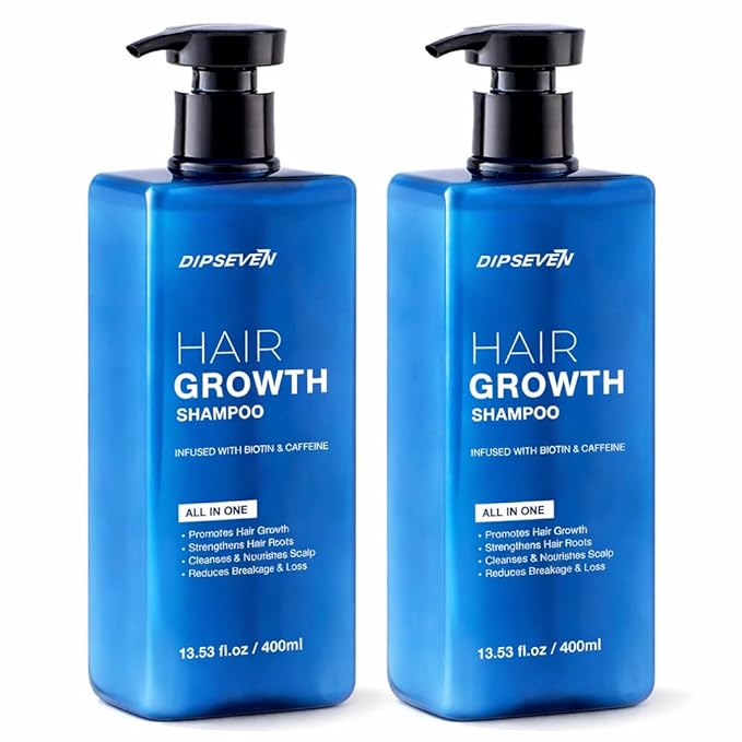 Biotin Hair Growth Shampoo for Men: Thickening & Strengthening Formula for Hair Loss & Thinning Hair, DHT-Blocking Root Activator with Biotin, Caffeine & Tea Tree Oil, 2-Pack (400ML Each)