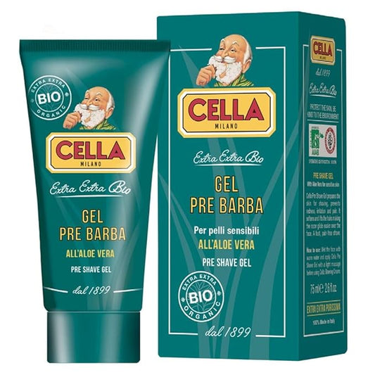 Cella Milano Organic Pre Shave Gel 75ml – Aloe Vera Enriched Formula for Sensitive Skin and Effortless Razor Glide, Made in Italy
