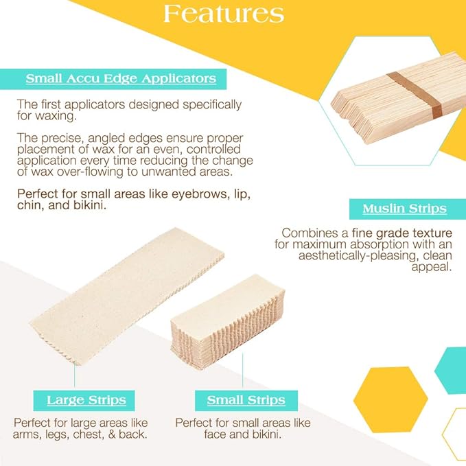 GIGI Wax Essentials, Applicators & Muslin Strips for Face & Body