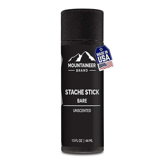 Mountaineer Brand Unscented Stache Stick | Made with Natural Ingredients West Virginia | Firm & Long Lasting Hold | Mustache Wax | Moustache Shape & Styling | Beard Wax for Men | 1.5oz