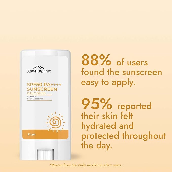 Ar.avi Org.anic Spf 50 Glow Sunscreen For All Skin Type Stick - Broad Spectrum - With Pa++++ Uva & Uvb Protection With No White Cast - For Men & Women - 13 Gm