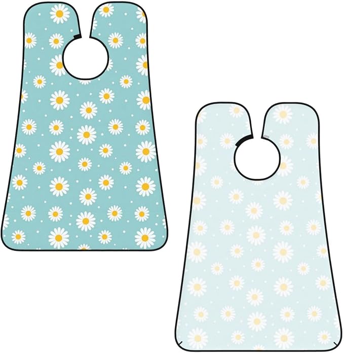 No-Slip Shaving Bib, Beard Grooming Apron with Strong Suction Cups, Floral Daisy Purple Flower