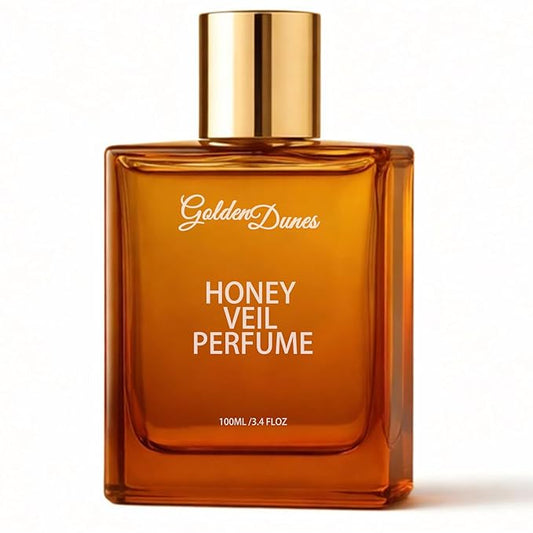 Golden Dunes Honey Veil Eau de Parfum – Honey, Oud, Patchouli, Vanilla & Bergamot with Floral-Amber Spicy Notes, Clean Vegan Essential Oils, Long-Lasting Unisex Fragrance, 100 ml