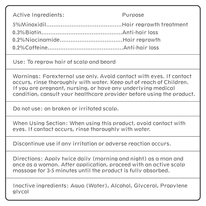 Hair Growth Treatment for Thicker Longer, 5% Minoxidil Biotin Hair Growth Serum Oil for Men and Women, Prevents Hair Loss and Thinning, 2.11 fl.oz