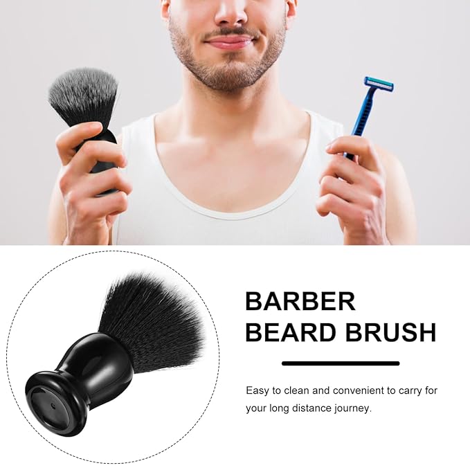 Hemoton Men S Beard Brush Double Colored Nylon Bristles Synthetic Shaving Brush 4 Inch Handle Grooming Tool for Beard Cleaning and Lathering Travel and Salon Use