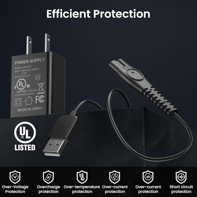 5V Fast Charger Fit for Philips Norelco One Blade QP2724 QP2834 QP1324 QP4631 QP6542 QP6552 QP4530 QP1924 MG7910 MG5910 MG9510 MG9525 Fit for Phillips One Blade Trimmer Electric Shaver Razor