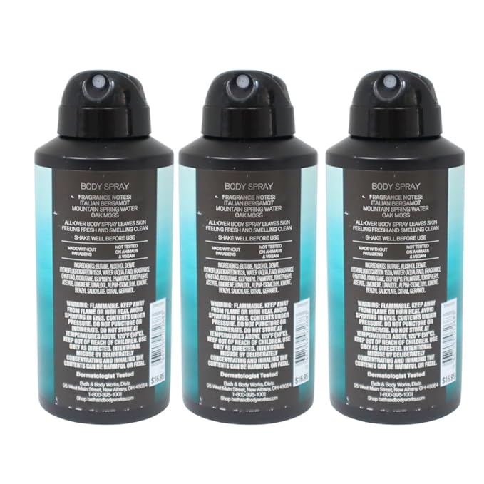 Bath & Body Works Men's Collection Deodorizing Body Spray - FRESHWATER - Gift Pack for Holiday - Lot of 3