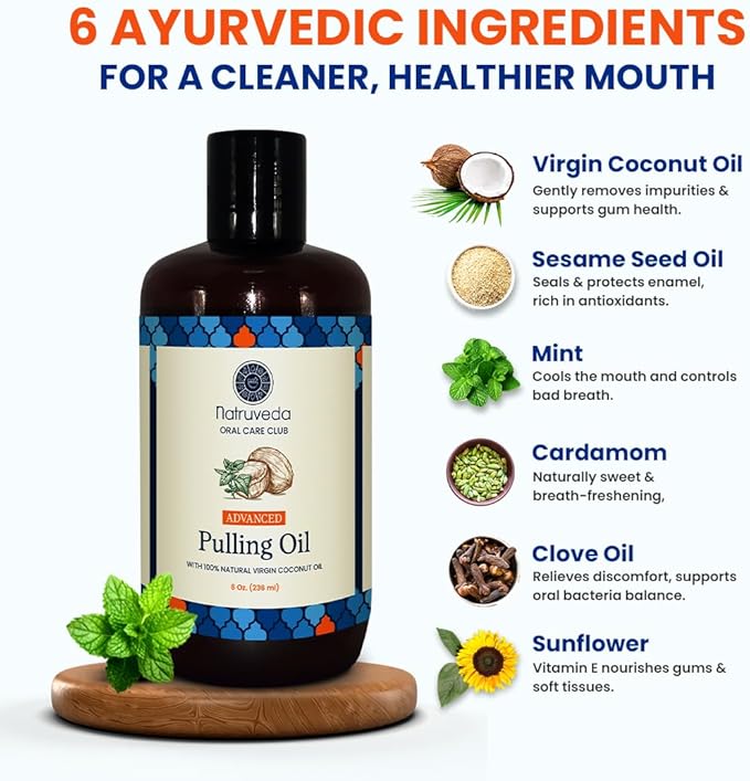 Coconut Oil Pulling Mouthwash – 3 Pack, 8 oz Each, Cocomint Flavor, Organic Ayurvedic Oral Rinse, Natural Mouthwash for Teeth and Gums, Coconut Pulling Oil for Daily Oil Pulling