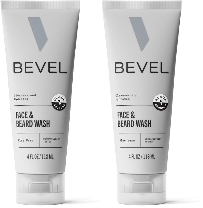 Bevel Face & Beard Wash For Men With Witch Hazel & Aloe Vera Cleansing Mens Face Wash That Hydrates and Brightens Skin and Softens Beard,4 FL Oz,(Pack of 2)