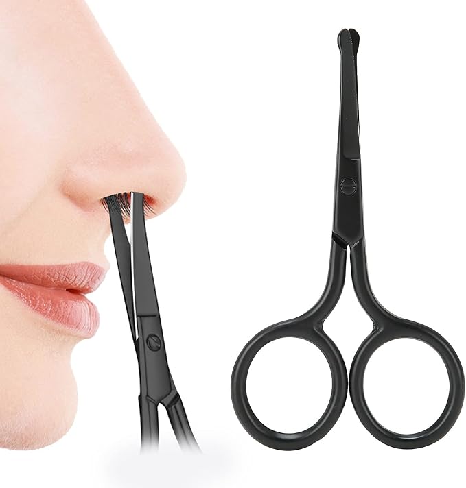 Nose Ear Scissors, Nose Hair Scissors Rounded Tip Moustache Beard Eyebrow Grooming Scissor Trimmer for Men