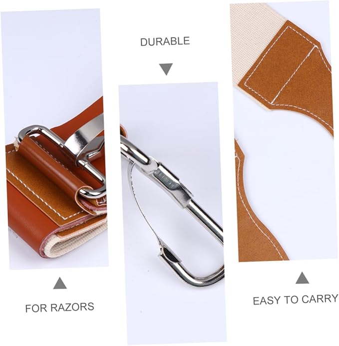 LIFKOME Leather Razor Strop Sharpening Belt Double-sided Canvas Hanging Buckle Great for Straight Razors Scissors and