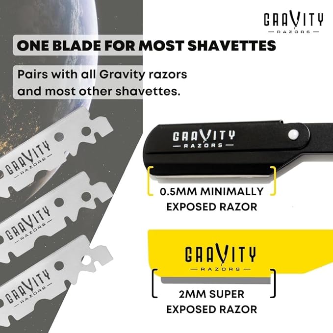 Premium Single Edge Razor Blades - Swedish Steel Razor Blades for Safety Razors and Straight Edge Razors, by GRAVITY RAZORS (100 Count, 3-Pack)
