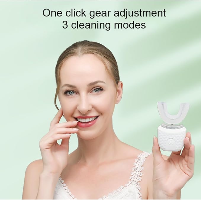Scandinavian Smiles U-Shaped Electric Toothbrush, 360° Sonic Cleaning for Adults & Kids, 3 Modes, USB-C Rechargeable (White)